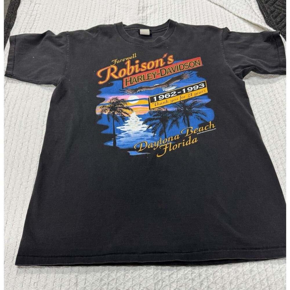 Vintage 1993 Harley Davidson Single Stitch FAREWELL ROBISON'S Daytona Shirt Sz L